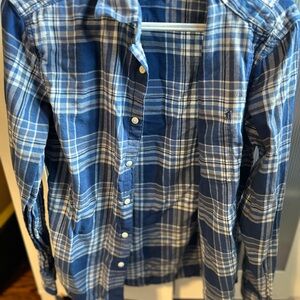 American Eagle Outfitters Blue and White Casual Button Down Shirt
